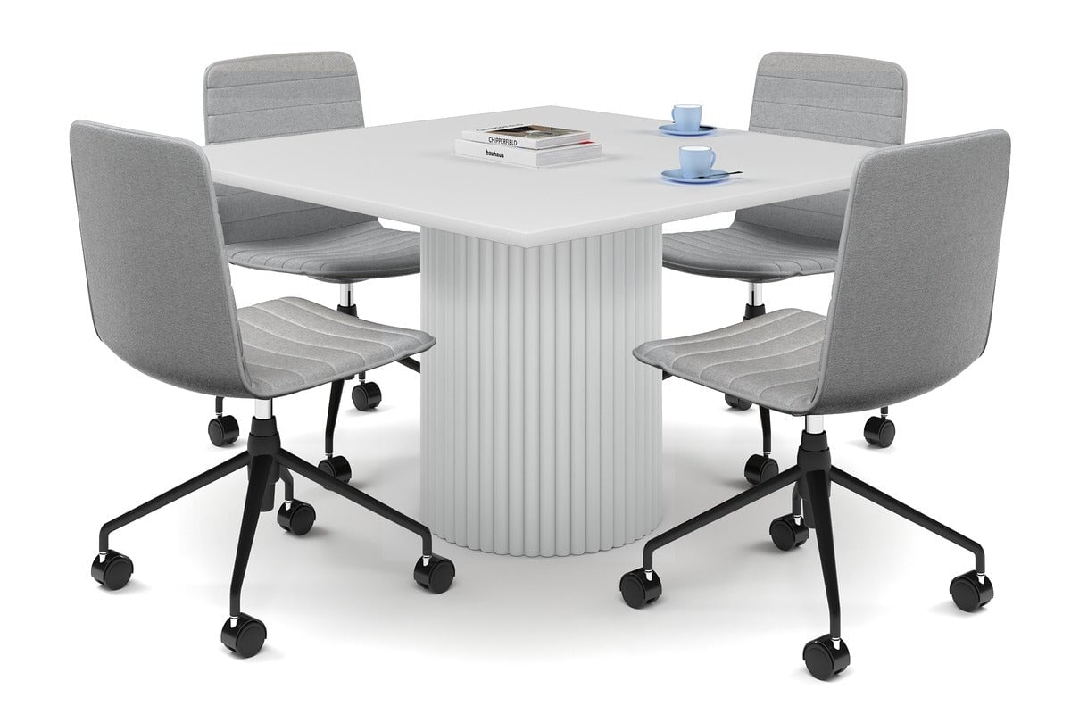 Baobab Circular Base Boardroom Rectangle Table [1200L x 1200W] Jasonl white leg white 