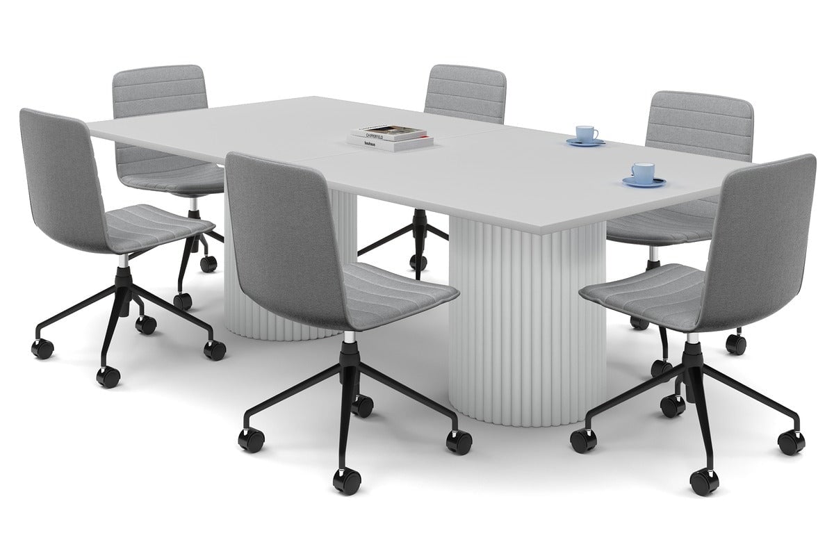 Baobab Circular Base Boardroom Rectangle Table [2400L x 1200W] Jasonl white leg white 