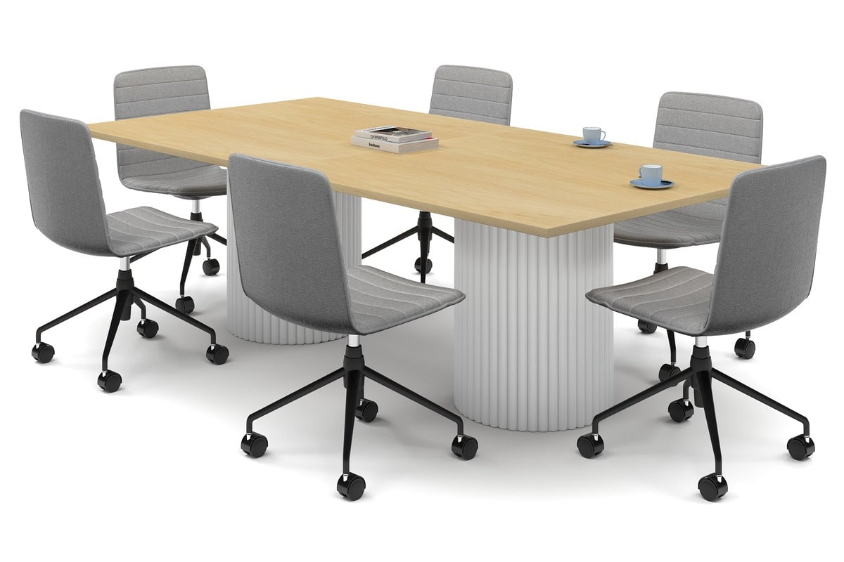 Baobab Circular Base Boardroom Rectangle Table [2400L x 1200W] Jasonl white leg maple 