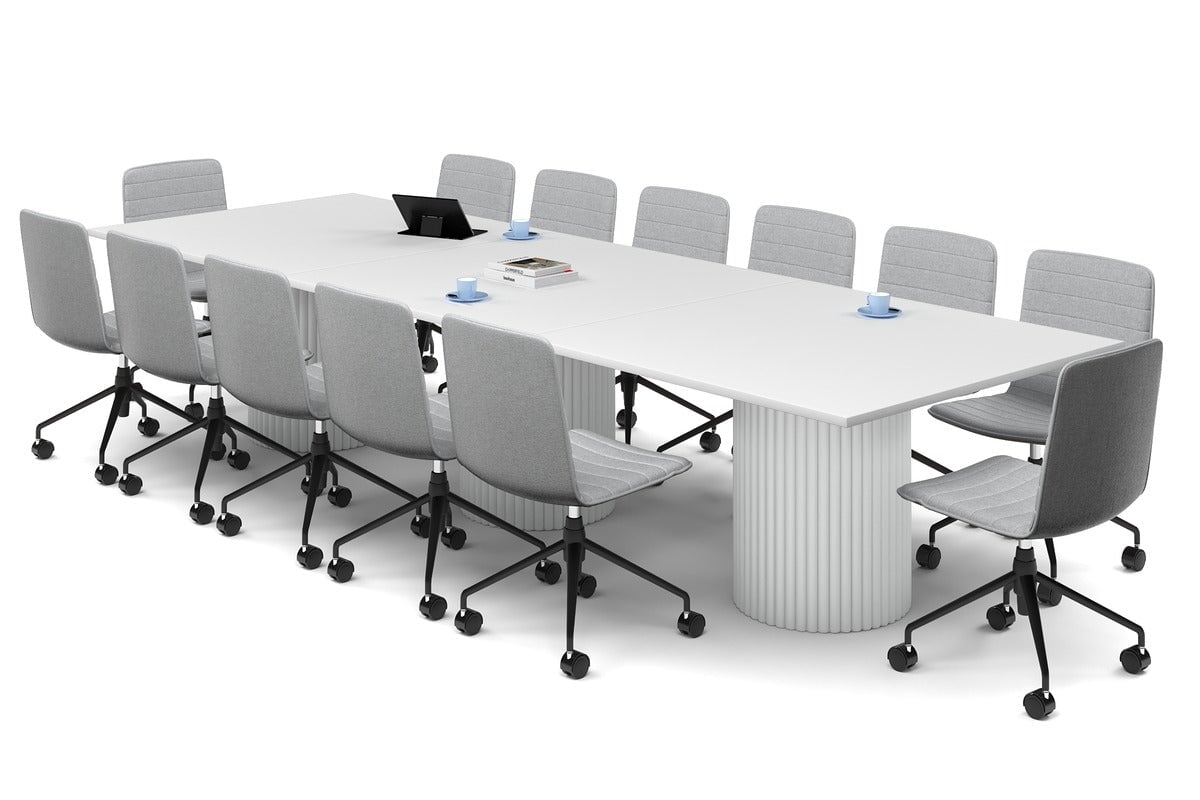 Baobab Circular Base Boardroom Rectangle Table [3600L x 1200W] Jasonl white leg white 