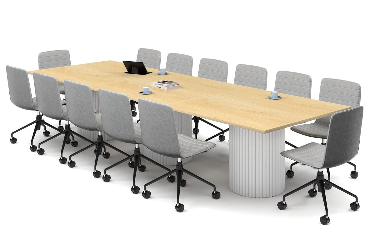 Baobab Circular Base Boardroom Rectangle Table [3600L x 1200W] Jasonl white leg maple 