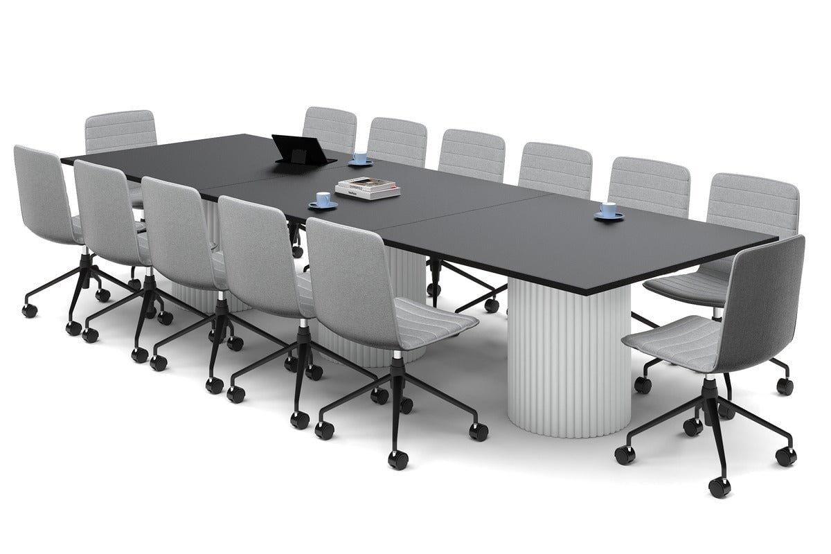 Baobab Circular Base Boardroom Rectangle Table [3600L x 1200W] Jasonl white leg black 