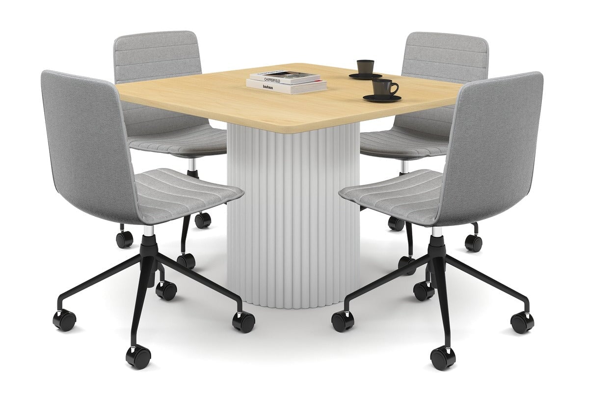 Baobab Circular Base Boardroom Rectangle Table - Rounded Corners [1100L x 1100W with Rounded Corners] Jasonl white leg maple 