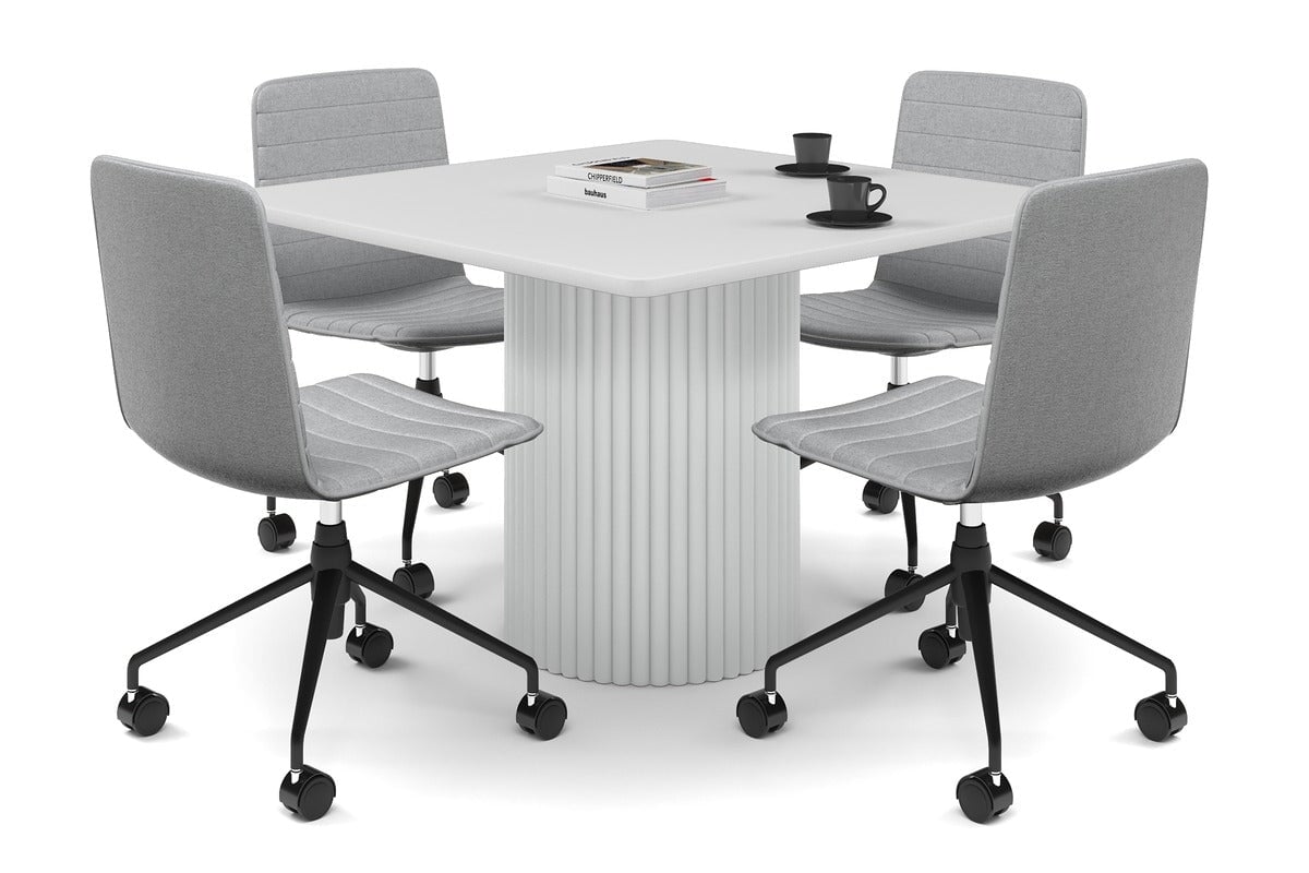 Baobab Circular Base Boardroom Rectangle Table - Rounded Corners [1100L x 1100W with Rounded Corners] Jasonl white leg white 