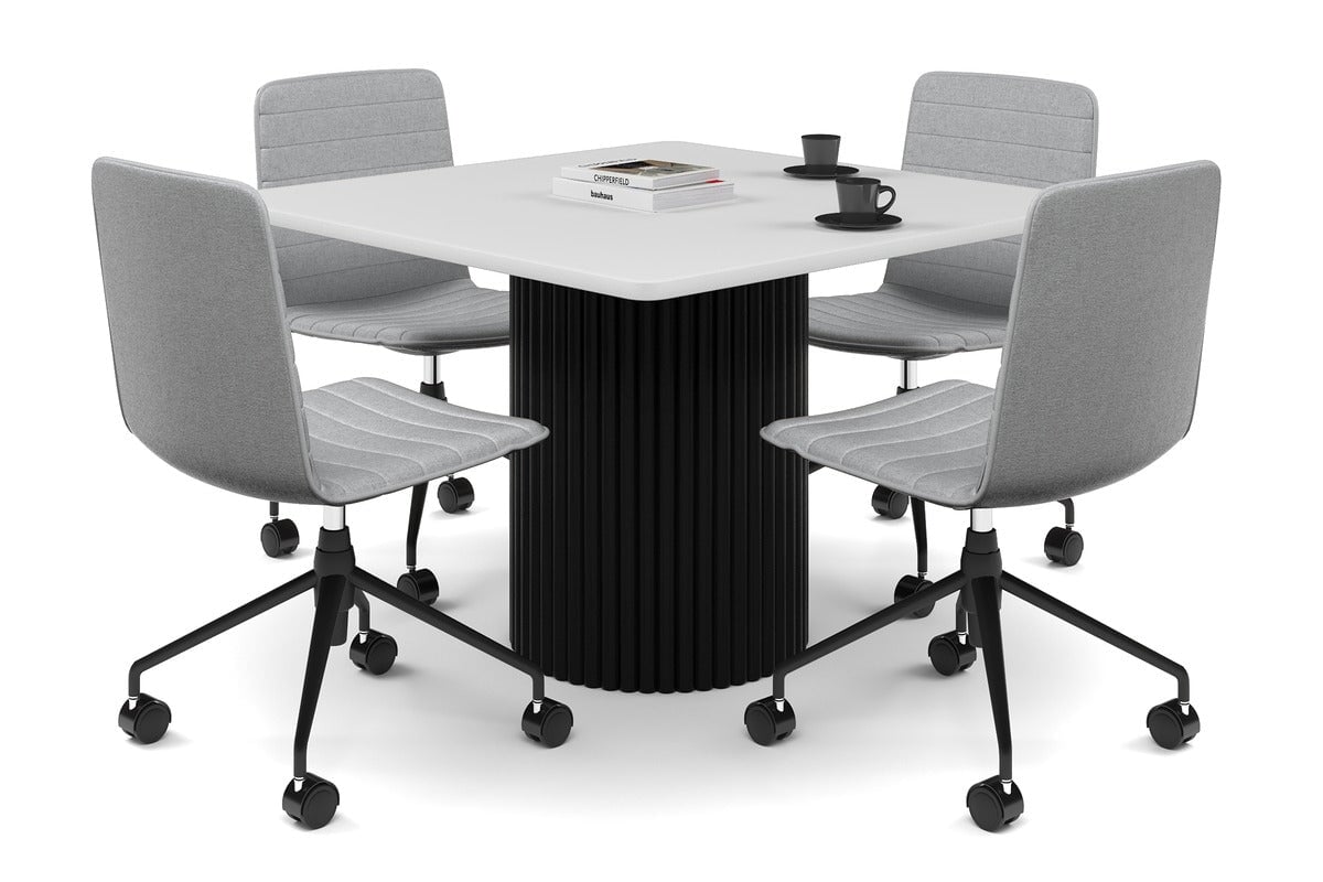 Baobab Circular Base Boardroom Rectangle Table - Rounded Corners [1100L x 1100W with Rounded Corners] Jasonl black leg white 