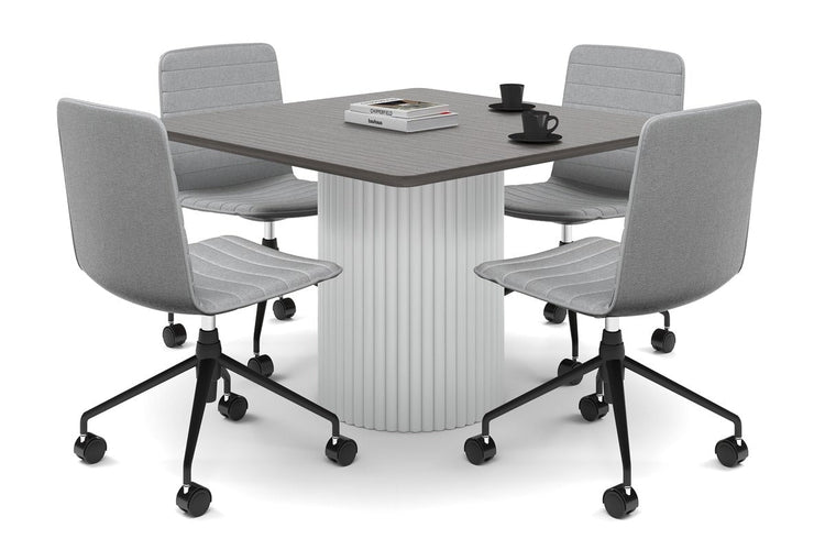 Baobab Circular Base Boardroom Rectangle Table - Rounded Corners [1100L x 1100W with Rounded Corners] Jasonl white leg dark oak 