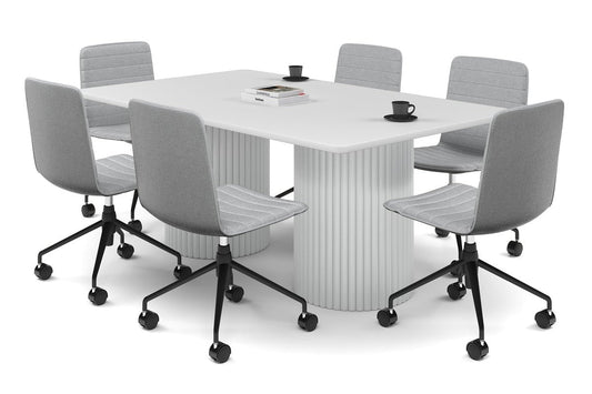 Baobab Circular Base Boardroom Rectangle Table - Rounded Corners [1800L x 1100W with Rounded Corners] Jasonl white leg white 