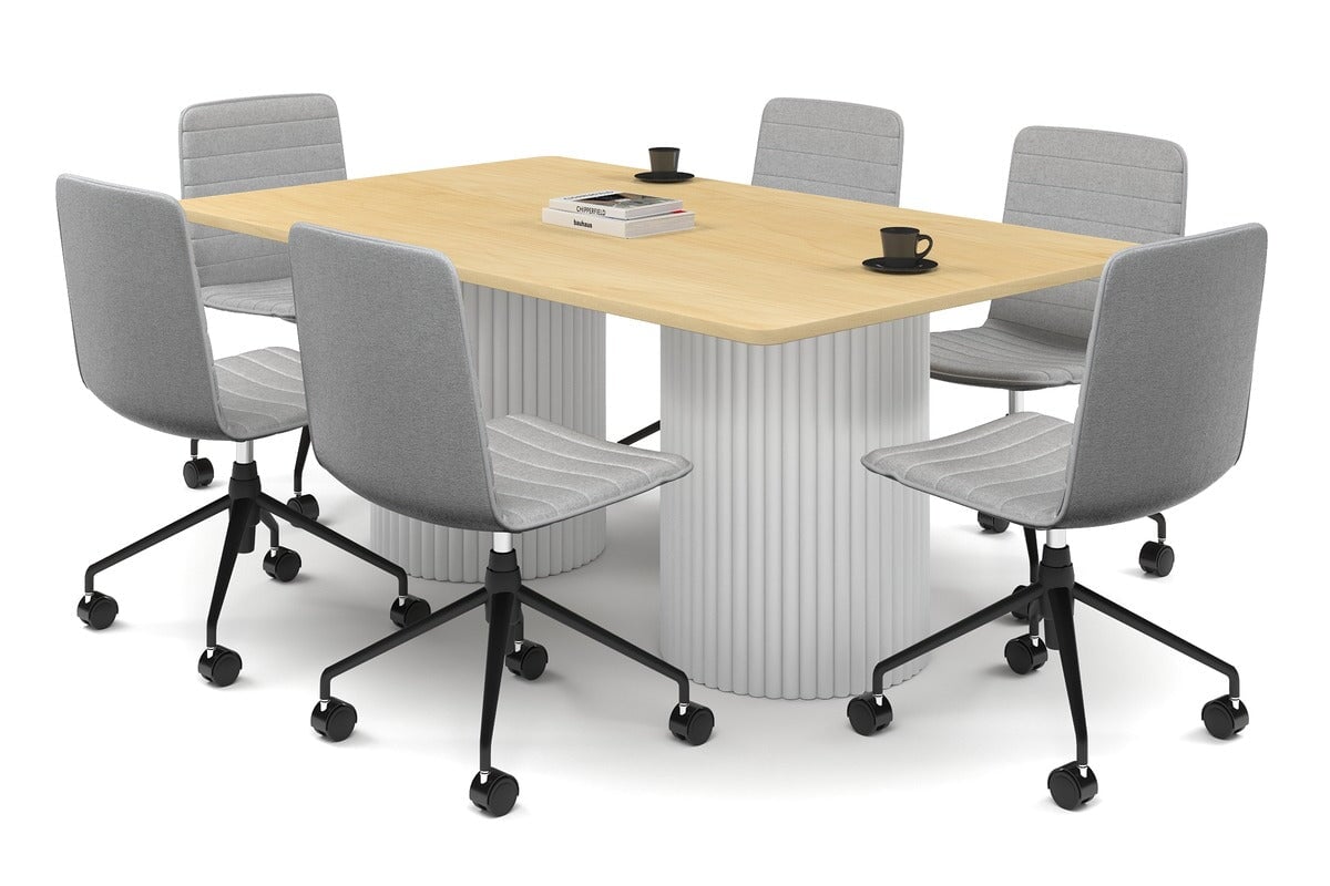 Baobab Circular Base Boardroom Rectangle Table - Rounded Corners [1800L x 1100W with Rounded Corners] Jasonl white leg maple 