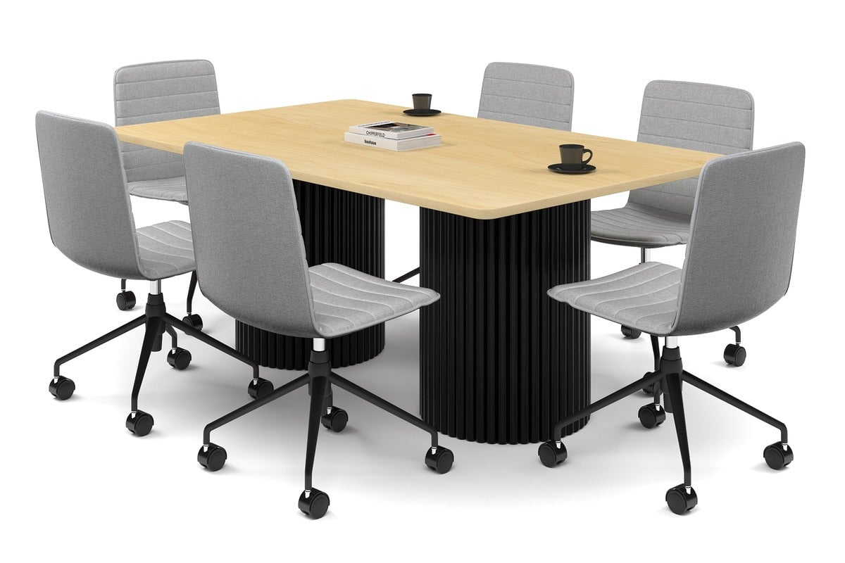 Baobab Circular Base Boardroom Rectangle Table - Rounded Corners [1800L x 1100W with Rounded Corners] Jasonl black leg maple 