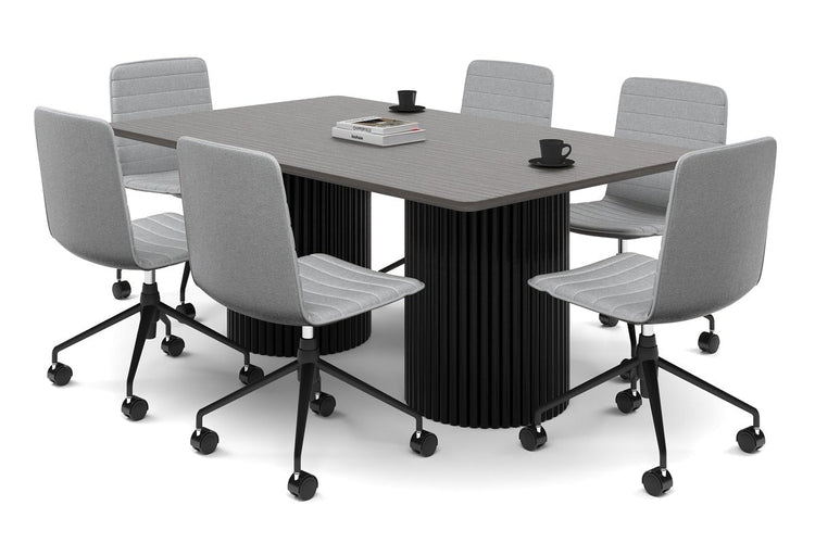 Baobab Circular Base Boardroom Rectangle Table - Rounded Corners [1800L x 1100W with Rounded Corners] Jasonl black leg dark oak 