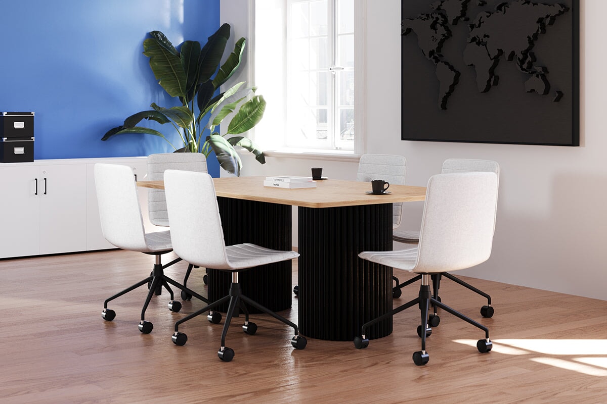 Baobab Circular Base Boardroom Rectangle Table - Rounded Corners [1800L x 1100W with Rounded Corners] Jasonl 