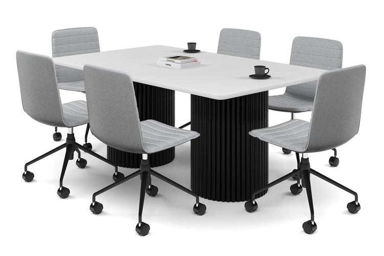 Baobab Circular Base Boardroom Rectangle Table - Rounded Corners [1800L x 1100W with Rounded Corners] Jasonl black leg white 