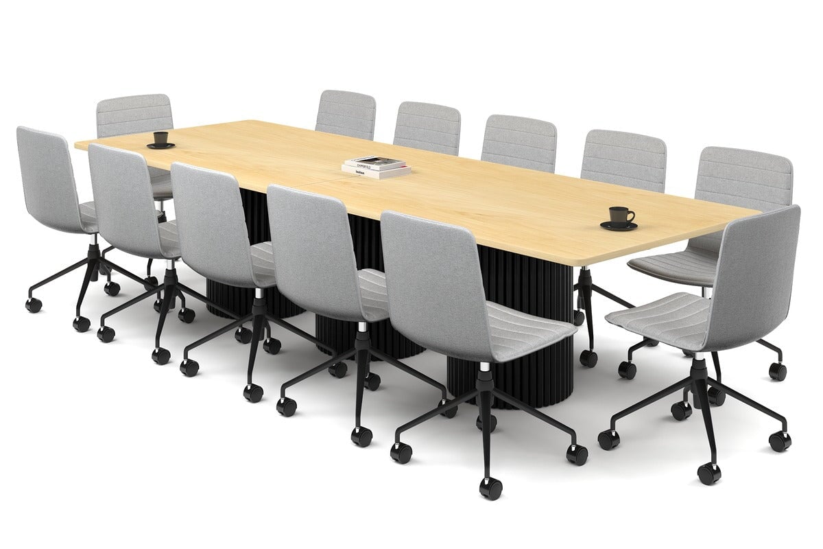 Baobab Circular Base Boardroom Rectangle Table - Rounded Corners [3200L x 1100W with Rounded Corners] Jasonl black leg maple 