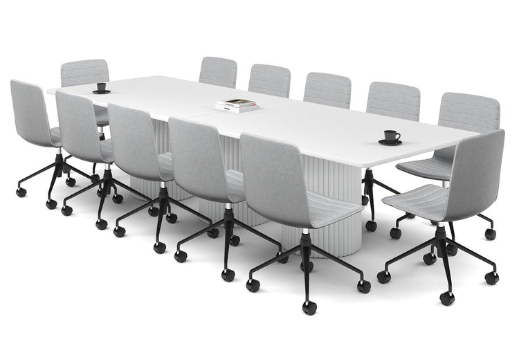 Baobab Circular Base Boardroom Rectangle Table - Rounded Corners [3200L x 1100W with Rounded Corners] Jasonl white leg white 