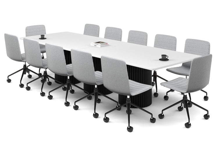 Baobab Circular Base Boardroom Rectangle Table - Rounded Corners [3200L x 1100W with Rounded Corners] Jasonl black leg white 