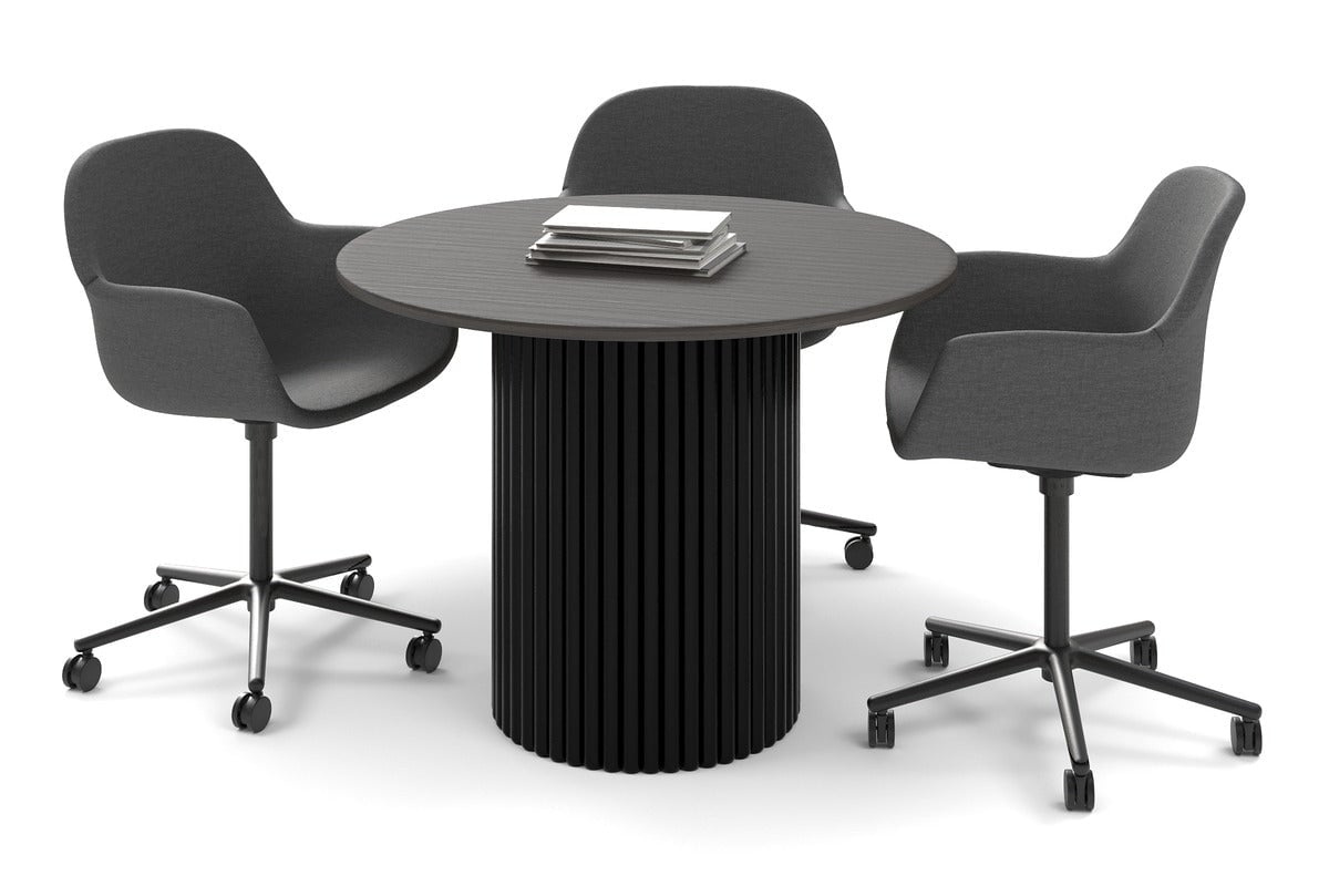 Baobab Circular Base Boardroom Round Table [1000 mm] Jasonl black leg dark oak 