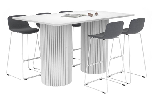 Baobab Circular Wood Base Counter Rectangle Table - Rounded Corners [1800L x 1100W with Rounded Corners] Jasonl white leg white 