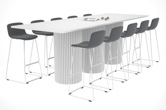 Baobab Circular Wood Base Counter Rectangle Table - Rounded Corners [3200L x 1100W with Rounded Corners] Jasonl white leg white 