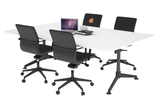 Boardroom Table Premium Indented Black Legs Blackjack [1800L x 1100W with Rounded Corners] Ooh La La white 