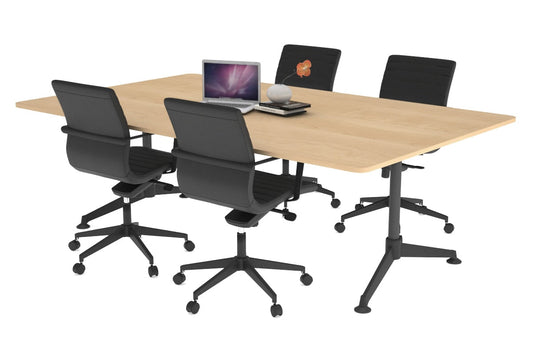 Boardroom Table Premium Indented Black Legs Blackjack [1800L x 1100W with Rounded Corners] Ooh La La maple 