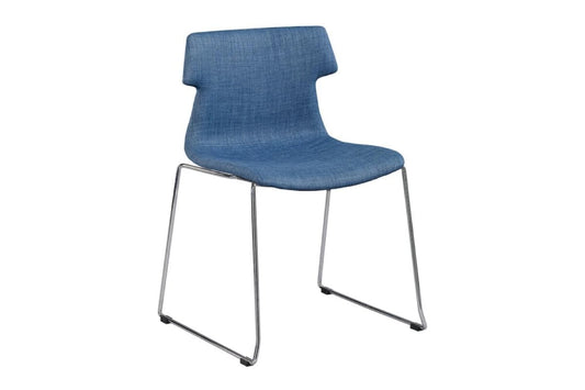 Clearance Wave Fabric Visitor Chair - Chrome Sled Base Jasonl blue 