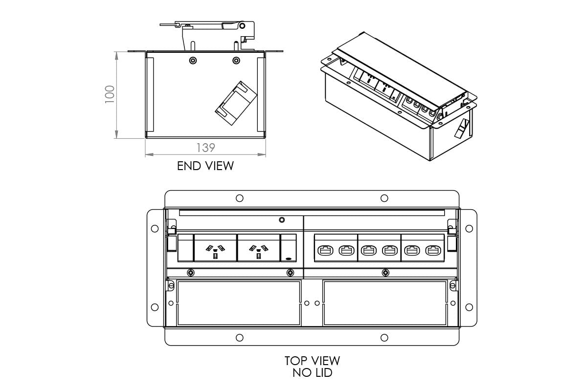 CMS Executive Box - In Desk Power [2 Power] CMS 