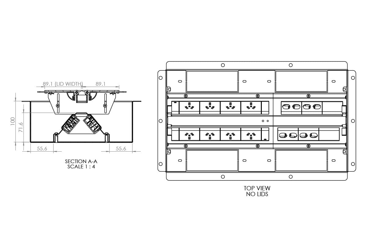 CMS Executive Box - In Desk Power (8 power/8 data/2 av) [8 Power] CMS 