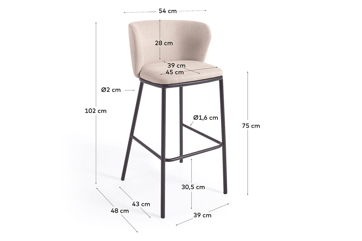 Como Cisel Stool Chenille Fabric - 750mm Seat Height [1020H x 540W] Como 