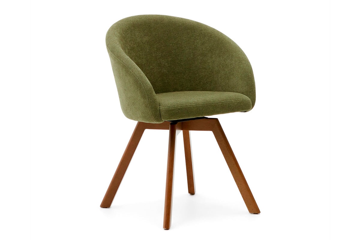 Como Marven Chair - Chenille Fabric [Chenille Fabric] Como green seat/walnut leg 