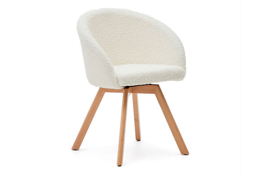 Como Marven Chair - Shearling Fabric [Shearling Fabric] Como white seat/natural leg 