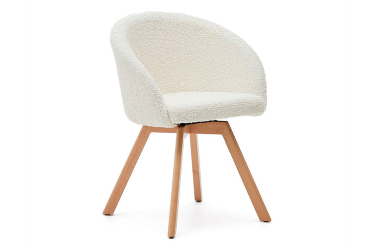 Como Marven Chair - Shearling Fabric [Shearling Fabric] Como white seat/natural leg 