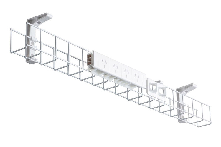 DPG Cable Management White Basket Single Metal+Tray Include 4 Power 2 Data [1550W x 105H] DPG none none 