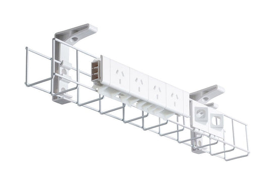 DPG Cable Management White Basket Single Metal+Tray Include 4 Power 2 Data [950W x 105H] DPG none none 