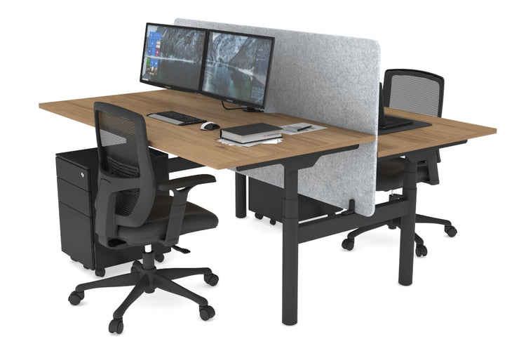 Flexi Premium Height Adjustable 2 Person H-Bench Workstation - Black Frame [1400L x 800W with Cable Scallop] Jasonl salvage oak light grey echo panel (820H x 1400W) none