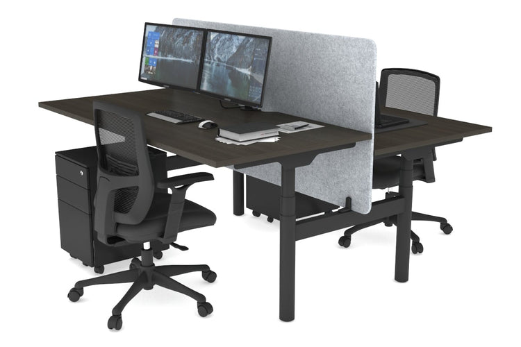 Flexi Premium Height Adjustable 2 Person H-Bench Workstation - Black Frame [1400L x 800W with Cable Scallop] Jasonl dark oak light grey echo panel (820H x 1400W) none