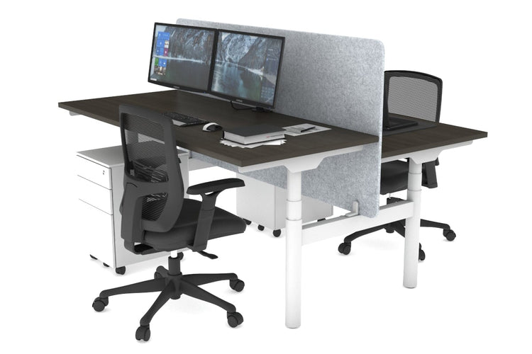 Flexi Premium Height Adjustable 2 Person H-Bench Workstation - White Frame [1400L x 700W] Jasonl dark oak light grey echo panel (820H x 1400W) none