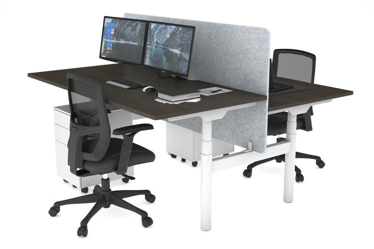 Flexi Premium Height Adjustable 2 Person H-Bench Workstation - White Frame [1400L x 800W with Cable Scallop] Jasonl dark oak light grey echo panel (820H x 1400W) none