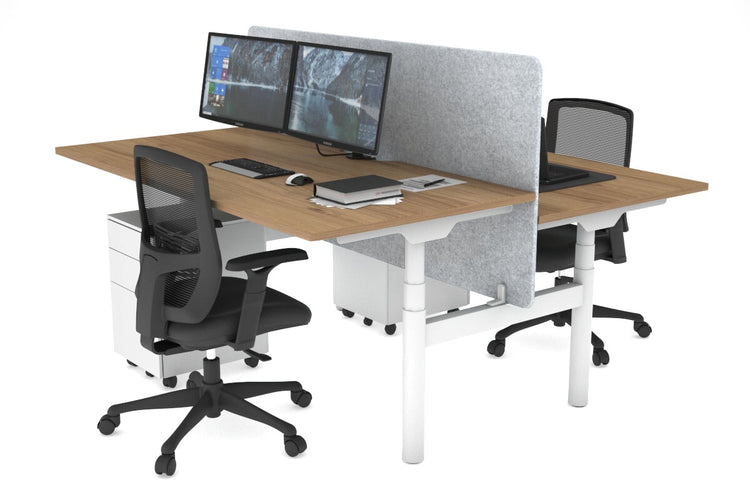 Flexi Premium Height Adjustable 2 Person H-Bench Workstation - White Frame [1400L x 800W with Cable Scallop] Jasonl salvage oak light grey echo panel (820H x 1400W) none