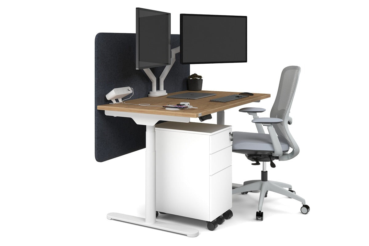 Flexi Premium Height Adjustable Single Workstation [1200L x 700W] Jasonl white leg salvage oak dark grey echo panel (820H x 1200W)