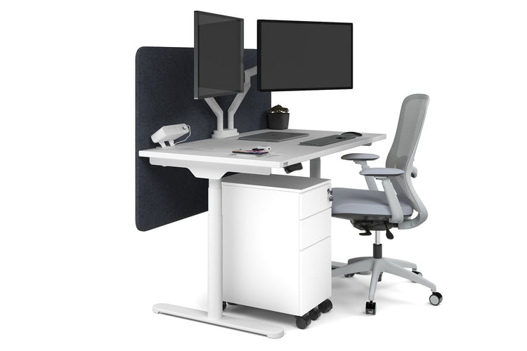 Flexi Premium Height Adjustable Single Workstation [1200L x 700W] Jasonl white leg white dark grey echo panel (820H x 1200W)