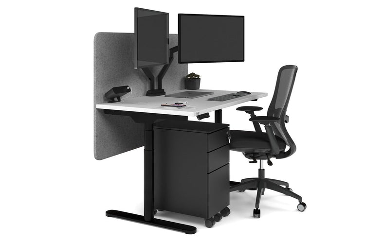 Flexi Premium Height Adjustable Single Workstation [1200L x 700W] Jasonl black leg white light grey echo panel (820H x 1200W)