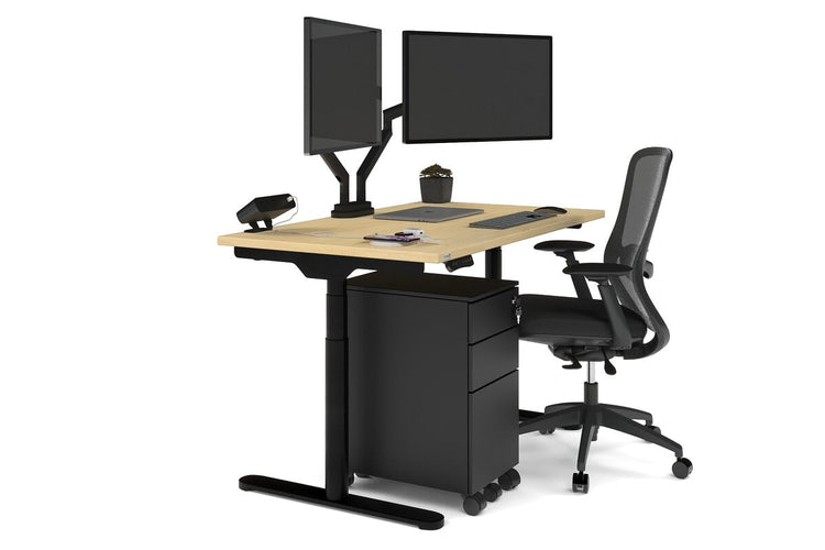 Flexi Premium Height Adjustable Single Workstation [1200L x 700W] Jasonl black leg maple none