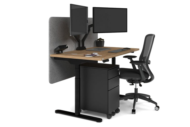 Flexi Premium Height Adjustable Single Workstation [1200L x 700W] Jasonl black leg salvage oak light grey echo panel (820H x 1200W)