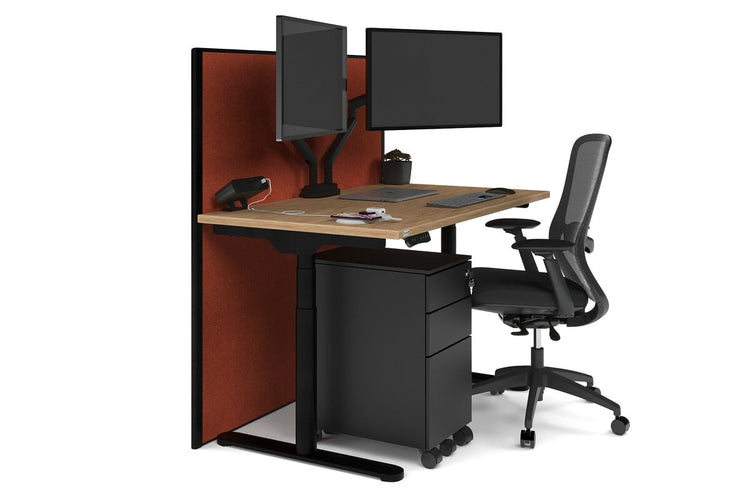 Flexi Premium Height Adjustable Single Workstation [1200L x 700W] Jasonl black leg salvage oak orange squash (1200H x 1200W)