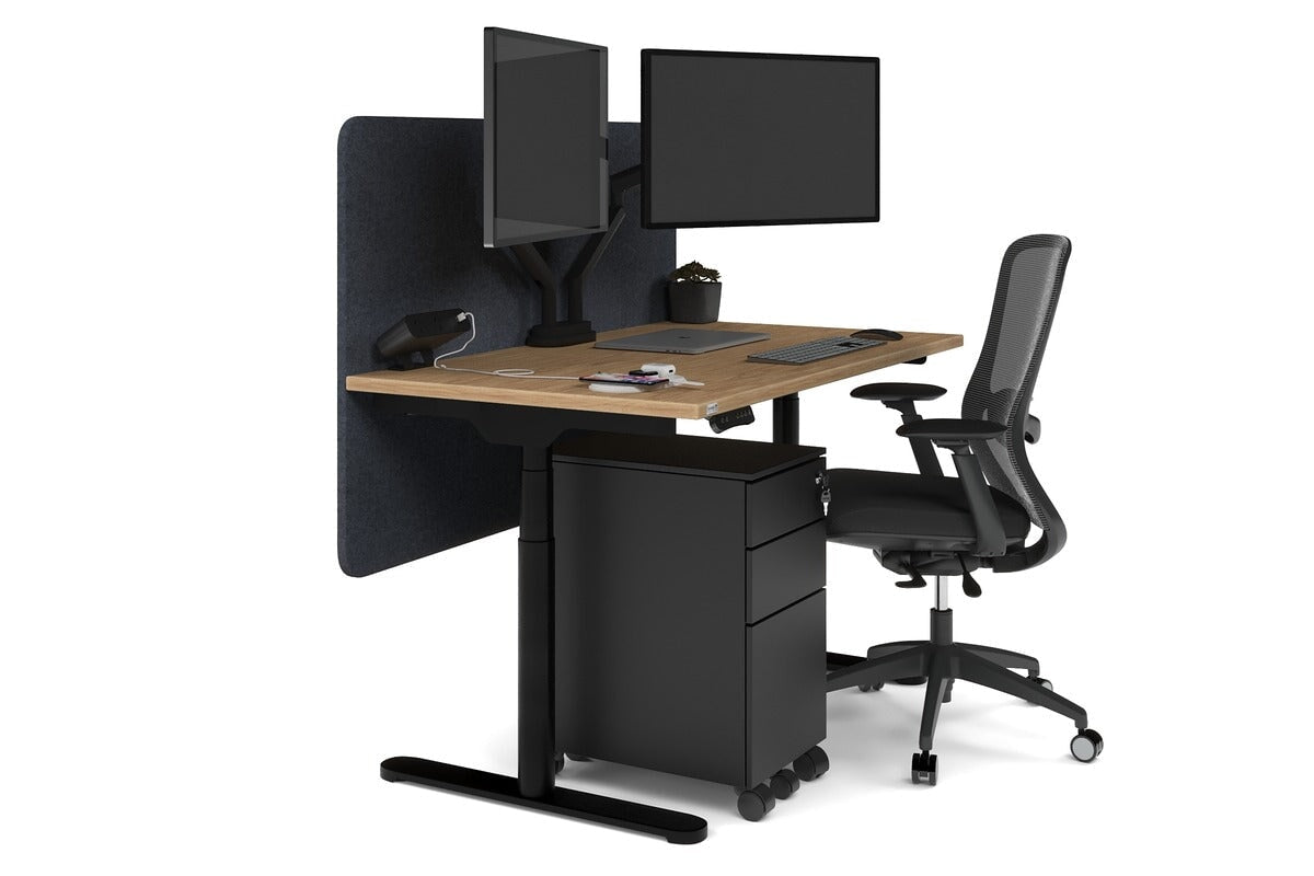 Flexi Premium Height Adjustable Single Workstation [1200L x 700W] Jasonl black leg salvage oak dark grey echo panel (820H x 1200W)