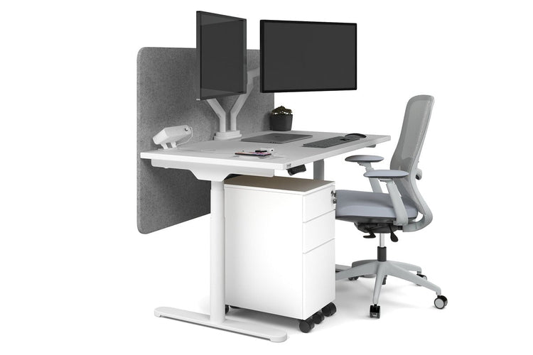 Flexi Premium Height Adjustable Single Workstation [1200L x 700W] Jasonl white leg white light grey echo panel (820H x 1200W)