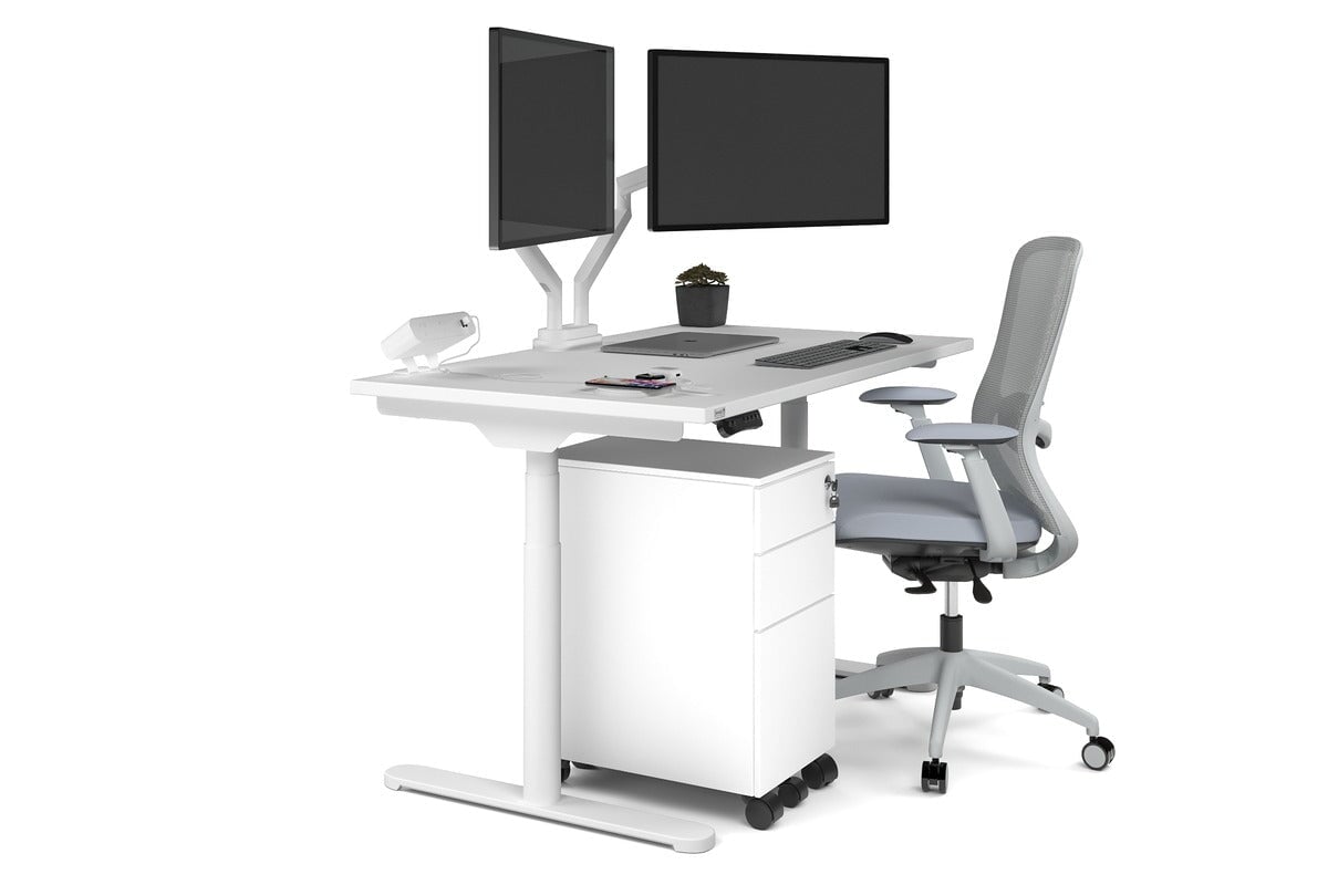 Flexi Premium Height Adjustable Single Workstation [1200L x 700W] Jasonl white leg white none