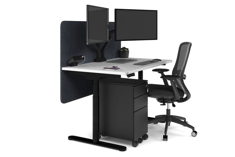 Flexi Premium Height Adjustable Single Workstation [1200L x 700W] Jasonl black leg white dark grey echo panel (820H x 1200W)