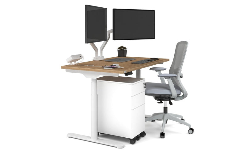 Flexi Premium Height Adjustable Single Workstation [1200L x 700W] Jasonl white leg salvage oak none