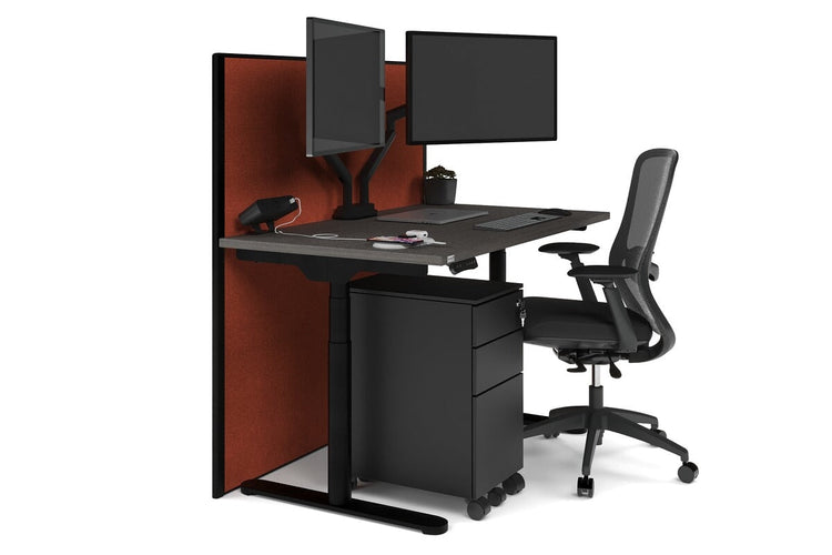 Flexi Premium Height Adjustable Single Workstation [1200L x 700W] Jasonl black leg dark oak orange squash (1200H x 1200W)